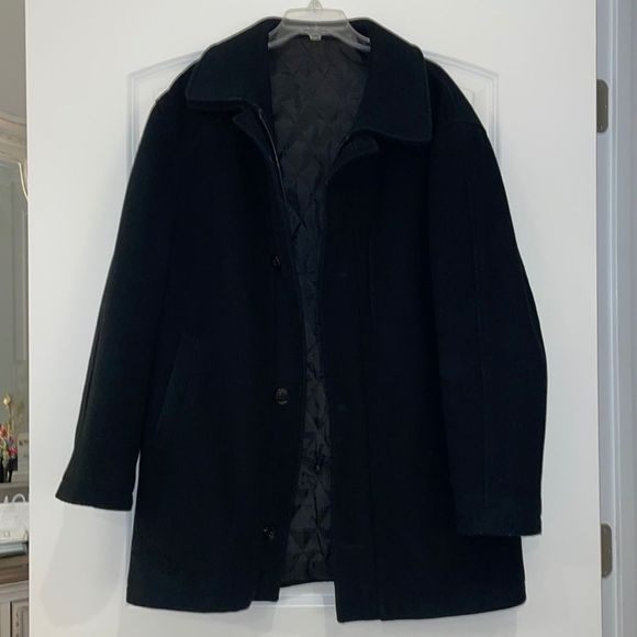 Ralph Lauren Cashmere Blend Black Wool Coat Jacket Size 40R Regular 40 - Picture 1 of 7